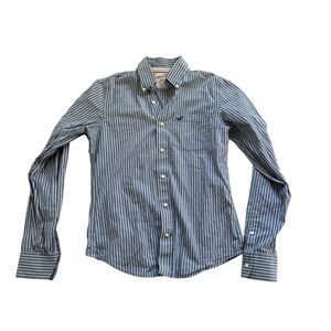 Y2K Hollister Men’s medium striped button down shirt blue coastal prep